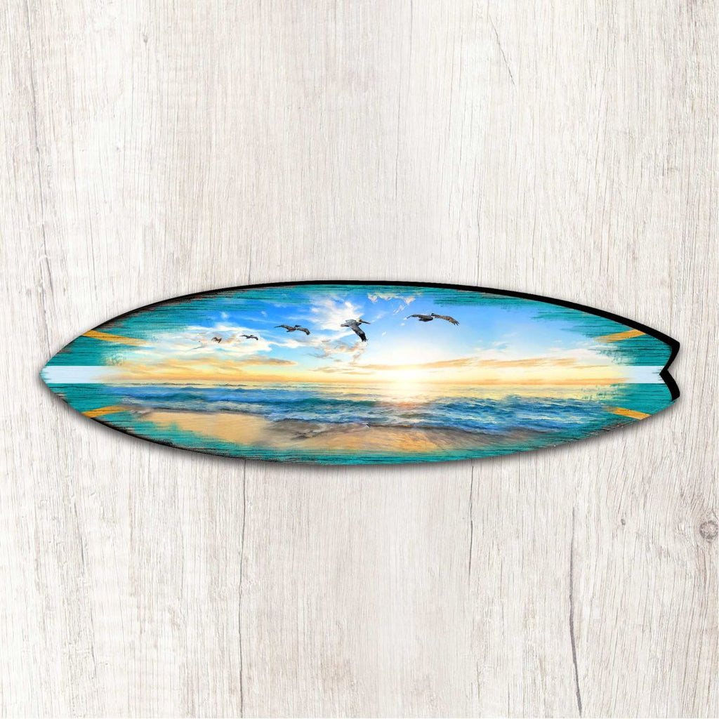 Sunset Surfboard Coastal Outdoor Decor Large Ornament by G. DeBrekht - Coastal Holiday Decor - 8490103MS