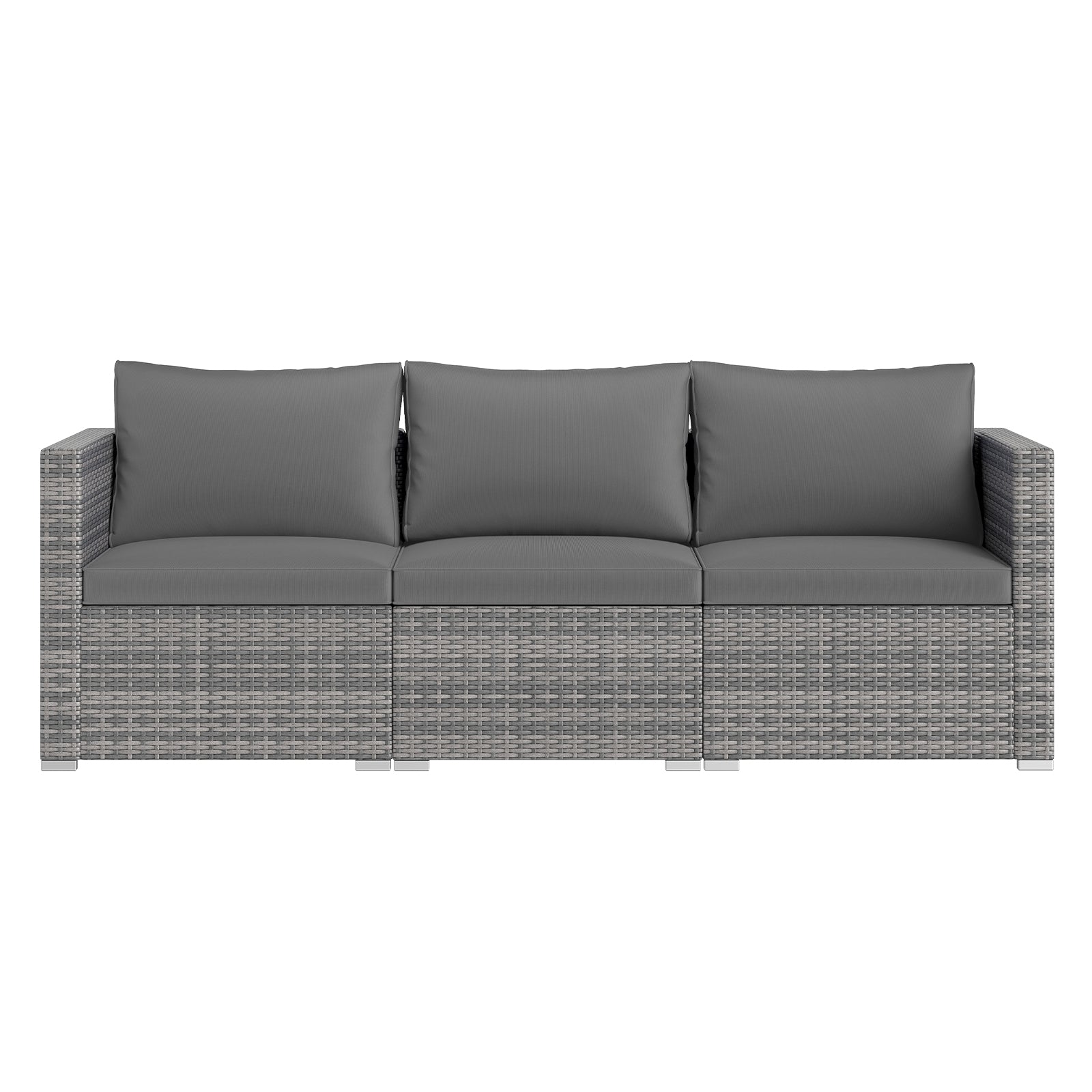 3 Pieces Patio Sectional Sofa Set PE Rattan Modular Couch Furniture Set with Soft Cushions