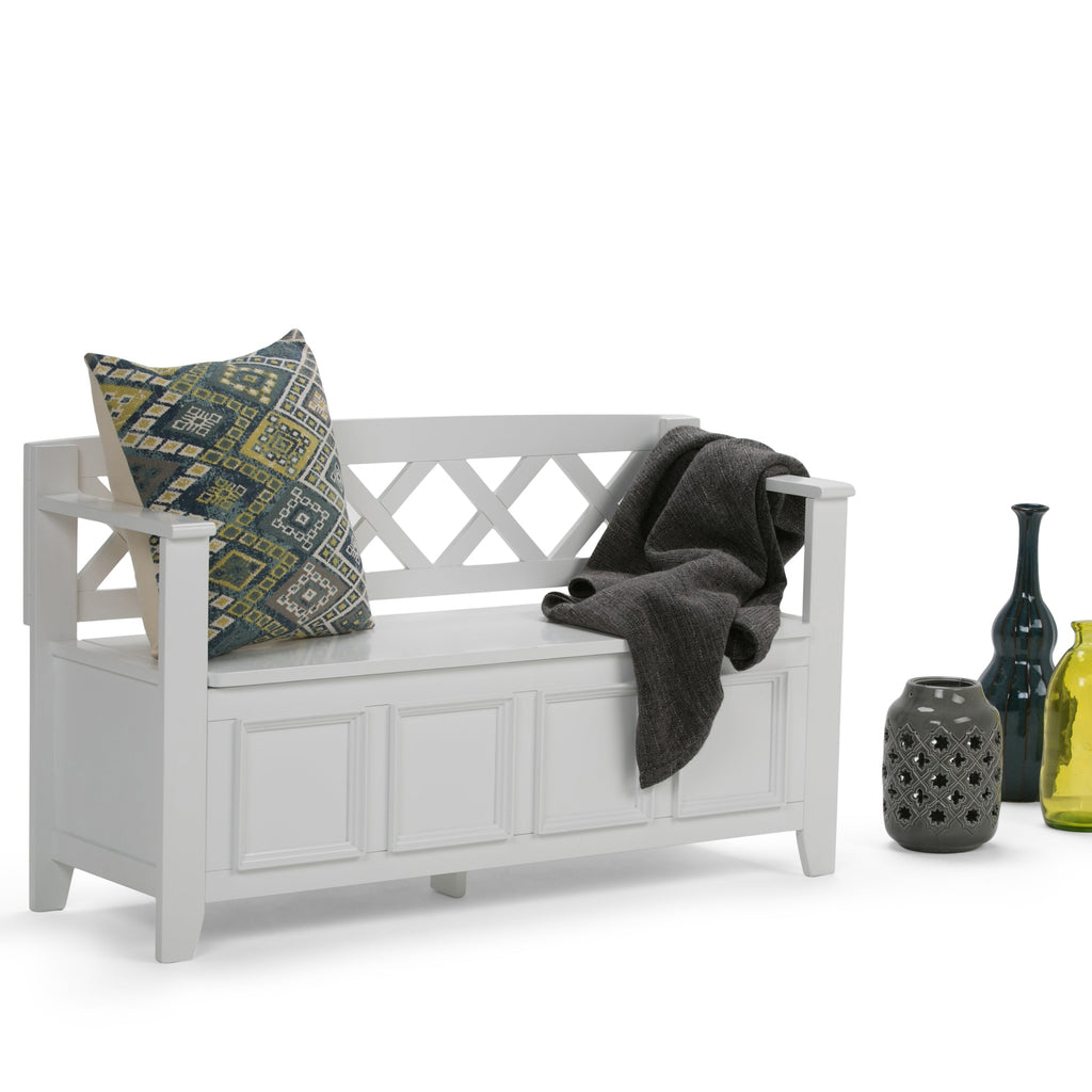 Amherst Solid Wood Entryway Storage Bench in White