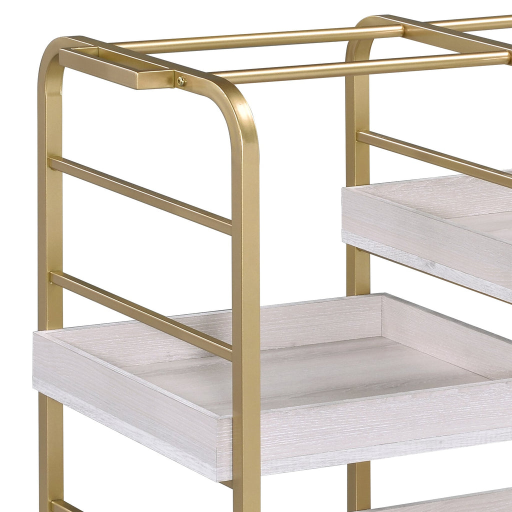 Vorrik Gold & White Washed Finish Serving Cart